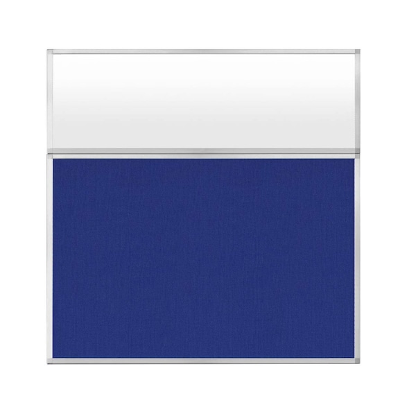 Hush Panel Configurable Cubicle Partition 6' x 6' W/ Window Royal Blue Fabric Frosted Window